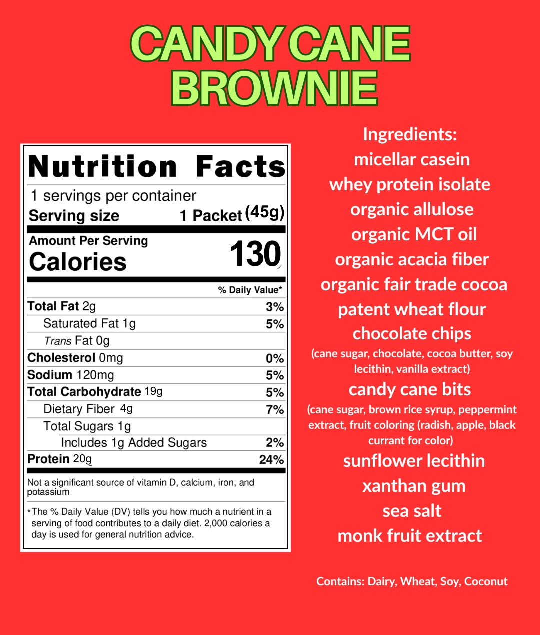 Candy Cane Protein Brownie