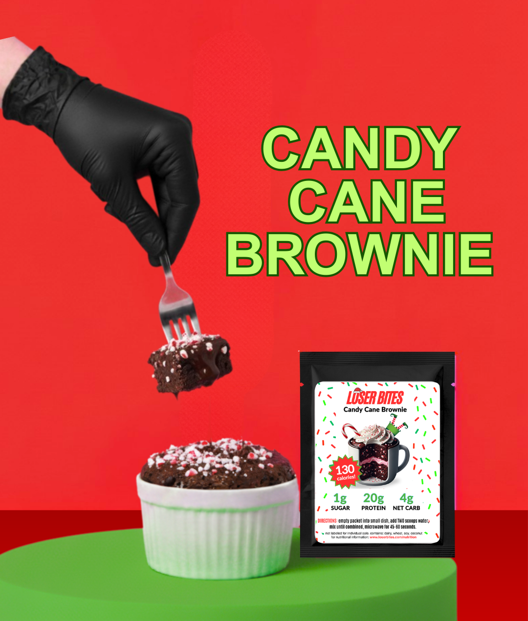 Candy Cane Protein Brownie